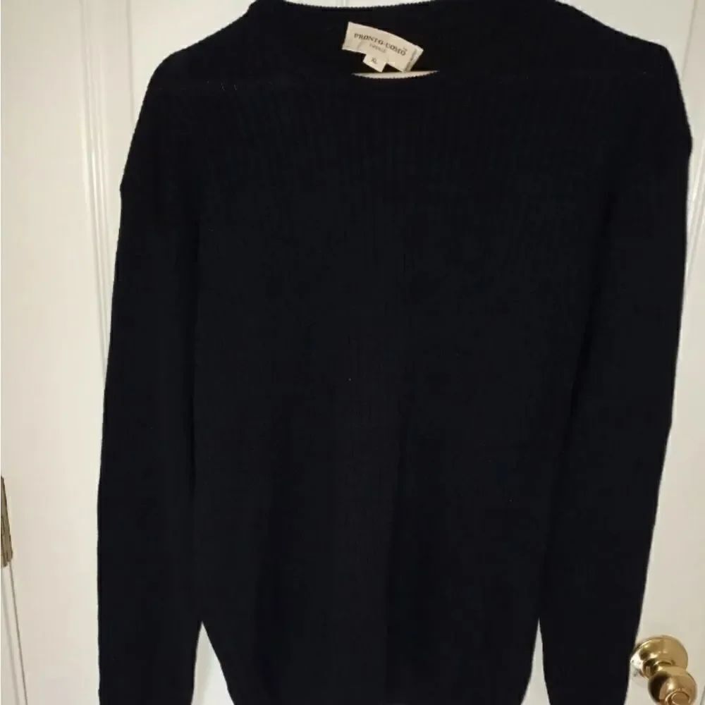 Pronto-Uomo FirenzeLongslvNavyBlue KnittedMerinoWoolBlend Men's Sweater XL Italy